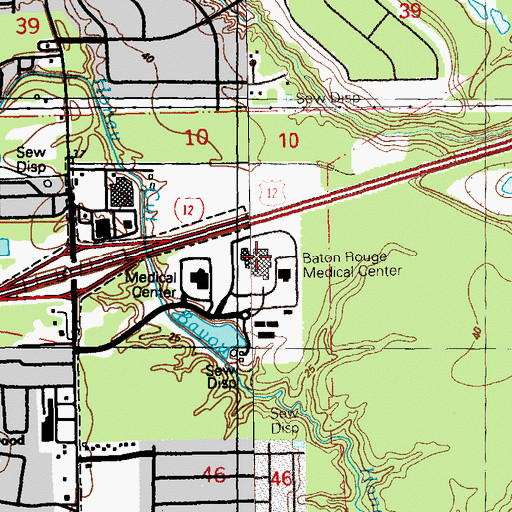 Topographic Map of Ochsner Medical Center Baton Rouge, LA