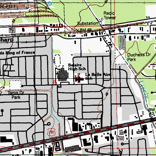 Topographic Map of Labelle Aire Elementary School, LA