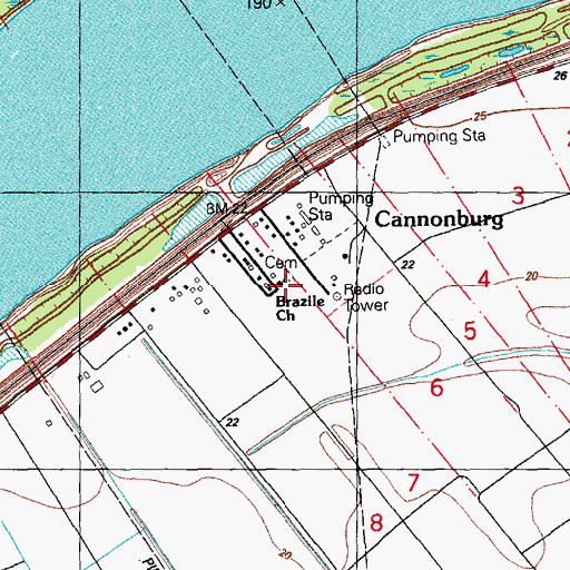 Topographic Map of Brazile Church, LA