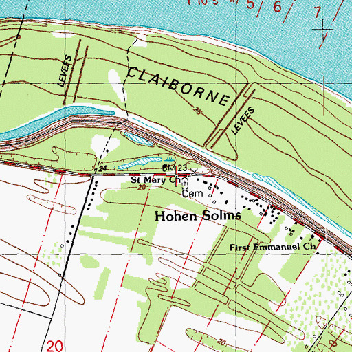 Topographic Map of Saint Mary Church, LA