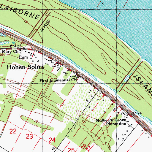 Topographic Map of First Emmanuel Church, LA