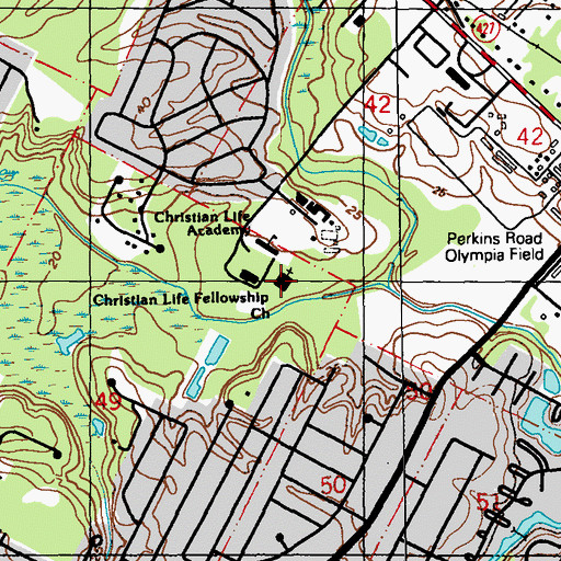 Topographic Map of Christian Life Fellowship Church, LA