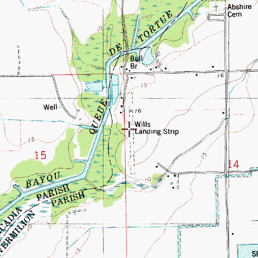Topographic Map of Wills Landing Strip, LA