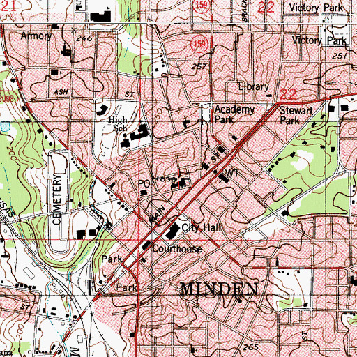 Topographic Map of Minden Medical Center, LA