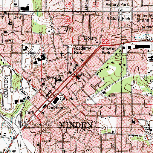 Topographic Map of First Baptist Church, LA