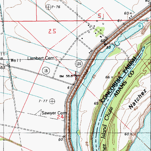 Topographic Map of Rosenwald School (historical), LA