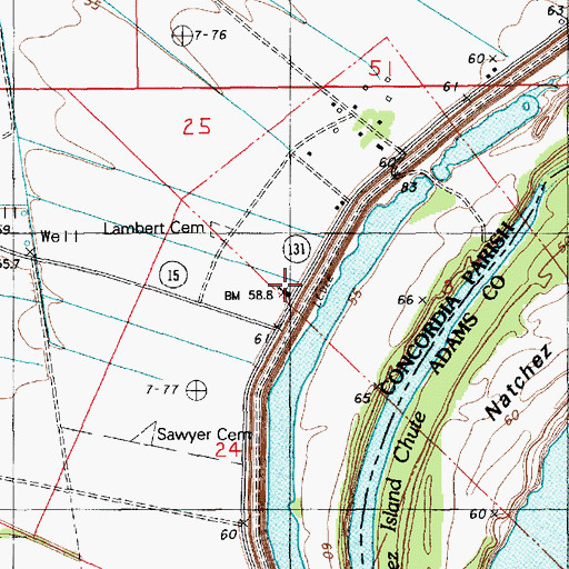 Topographic Map of Union Baptist Church, LA