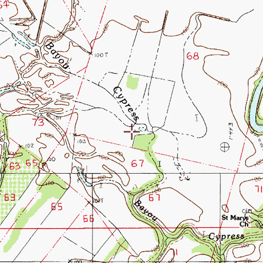 Topographic Map of Saint Marys Church (historical), LA