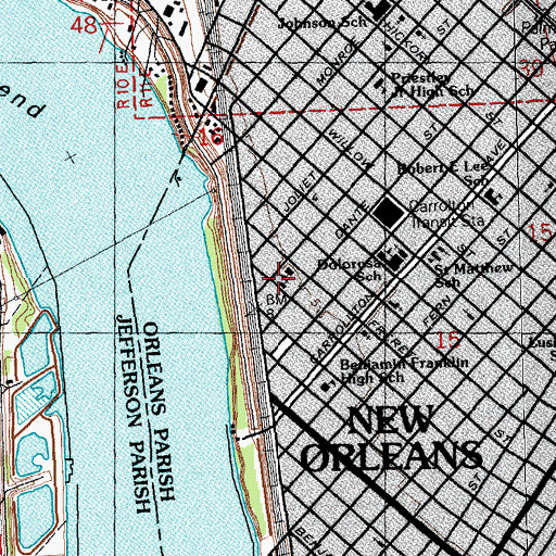 Topographic Map of Saint Joan of Arc Catholic Church, LA