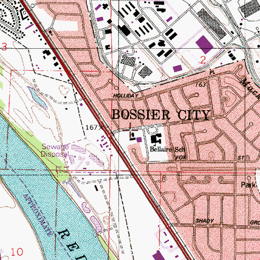 Topographic Map of Bellaire Baptist Church, LA