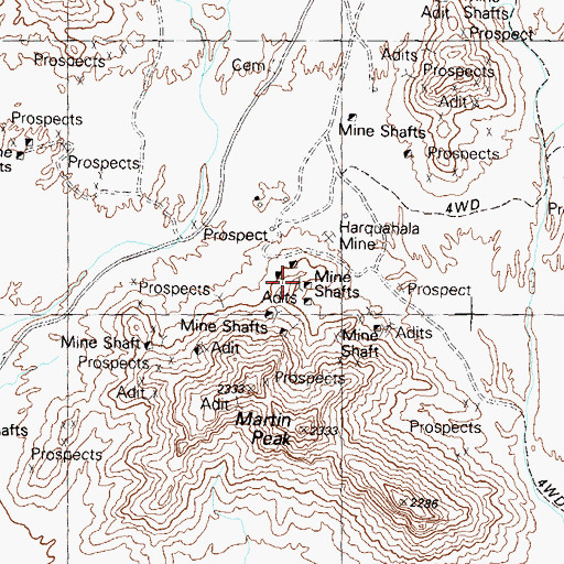 Topographic Map of Harquahala Mine, AZ
