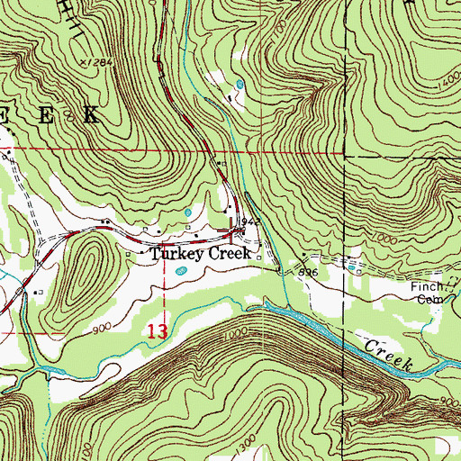 Topographic Map of Turkey Creek, AR