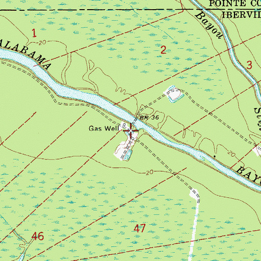 Topographic Map of Alabama Bayou Gas Field, LA