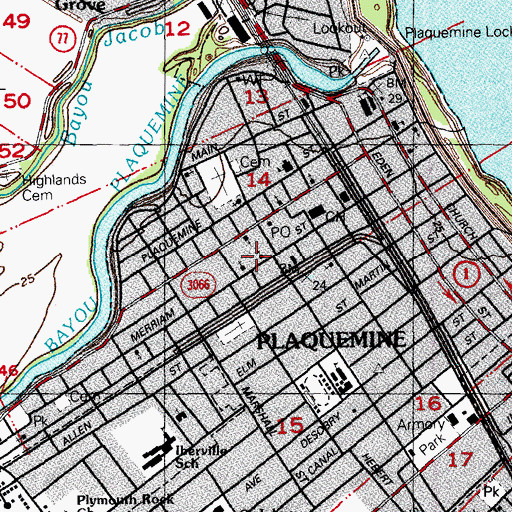 Topographic Map of Bethel African Methodist Episcopal Church, LA