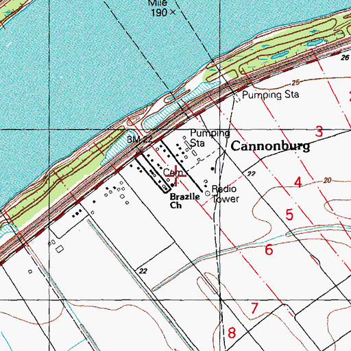 Topographic Map of Brazil Baptist Cemetery, LA