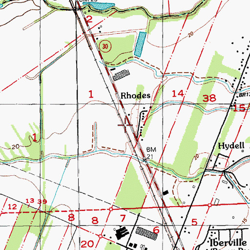 Topographic Map of Brown (historical), LA