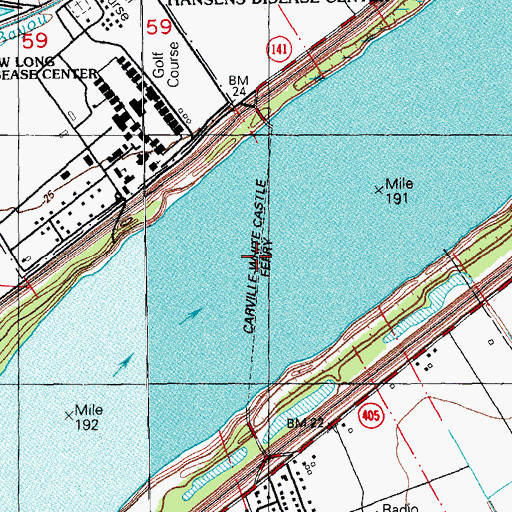 Topographic Map of Carville-White Castle Ferry, LA