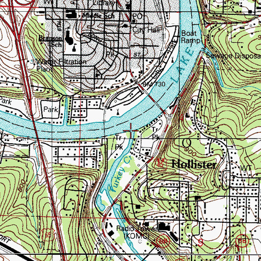Topographic Map of Turkey Creek, MO