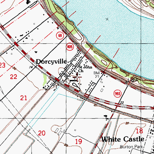 Topographic Map of Dorseyville Elementary School, LA