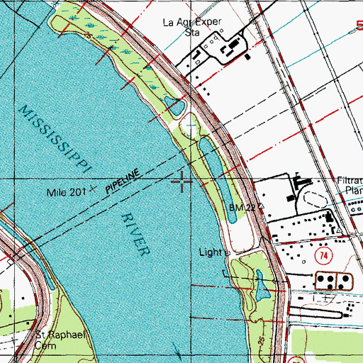 Topographic Map of East Iberville High School, LA