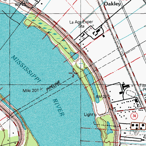 Topographic Map of Ferry Landing, LA