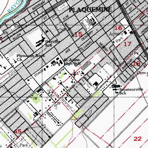 Topographic Map of First Baptist Church, LA