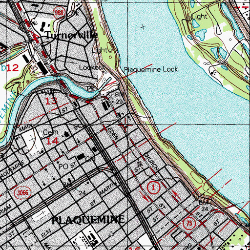 Topographic Map of First United Methodist Church, LA