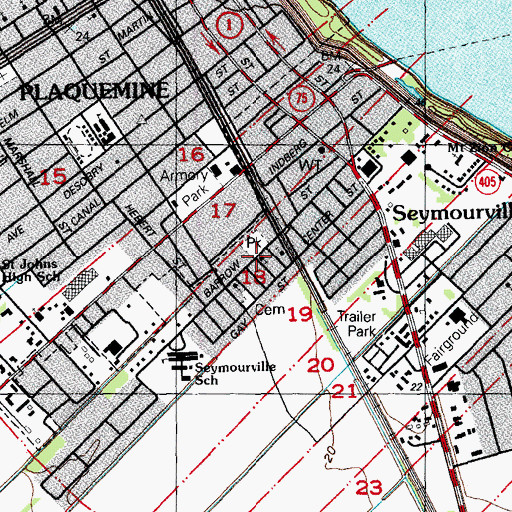 Topographic Map of Greater Ebenezer Baptist Church, LA