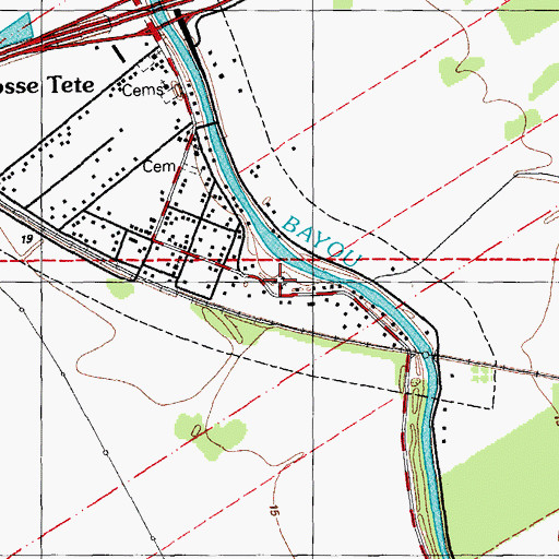 Topographic Map of Grosse Tete Church, LA