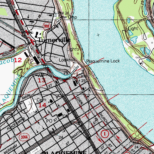 Topographic Map of Iberville Parish Courthouse, LA