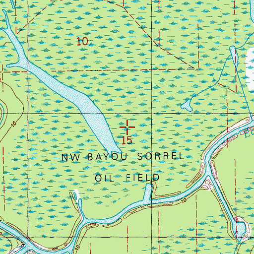 Topographic Map of Northwest Bayou Sorrel Oil Field, LA