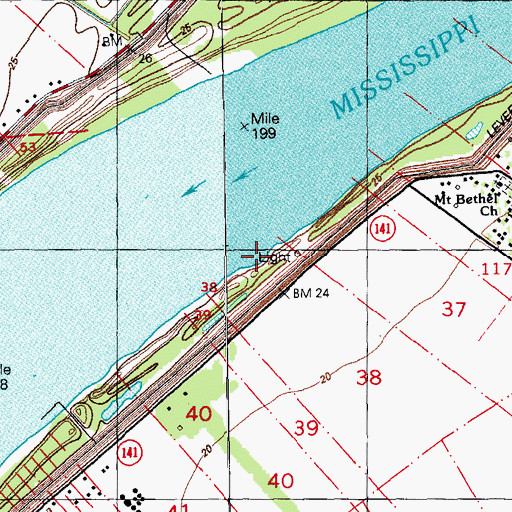 Topographic Map of One Hundred Mile Landing, LA