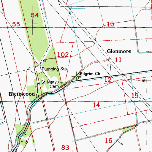 Topographic Map of Pilgrim Cemetery, LA