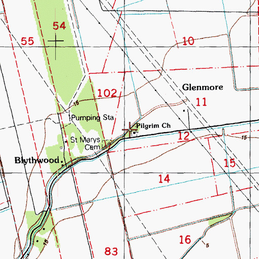 Topographic Map of Pilgrim Cemetery, LA