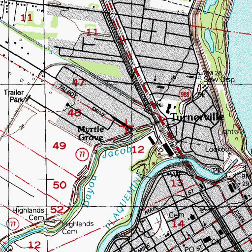 Topographic Map of Pilgrim Rest Baptist Church, LA