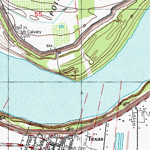 Topographic Map of Point Clair Plantation (historical), LA