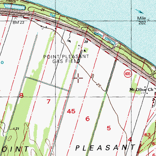Topographic Map of Point Pleasant Gas Field, LA