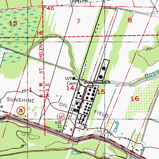 Topographic Map of Rock Zion Cemetery, LA
