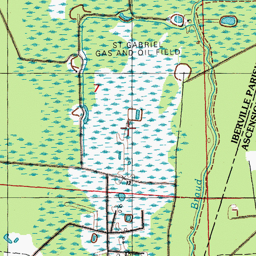 Topographic Map of Saint Gabriel Gas and Oil Field, LA