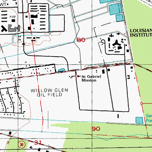 Topographic Map of Saint Gabriel Mission, LA