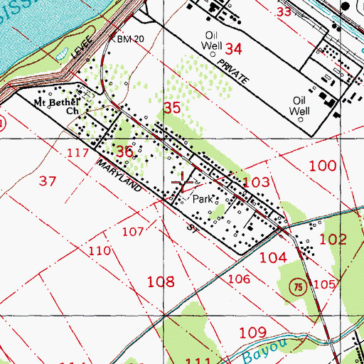 Topographic Map of Saint Gabriel School (historical), LA