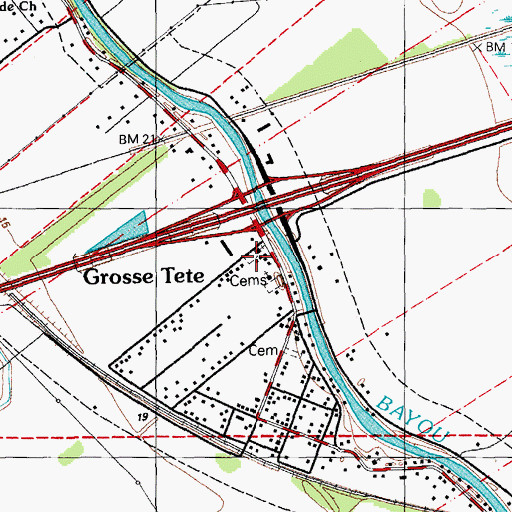 Topographic Map of New Mount Olive Baptist Cemetery, LA