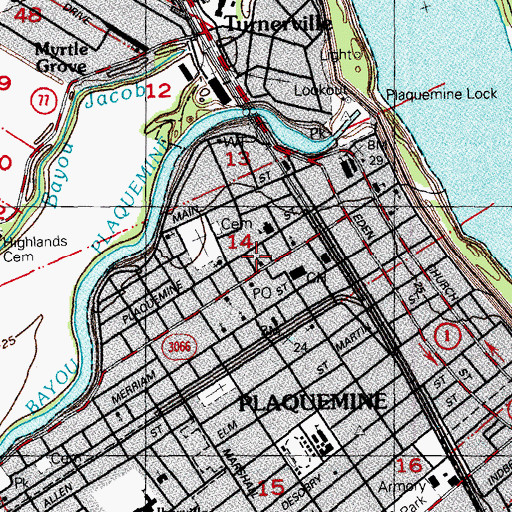 Topographic Map of Saint Peter Baptist Church, LA