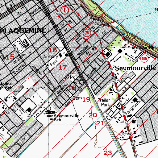 Topographic Map of Second Baptist Church, LA