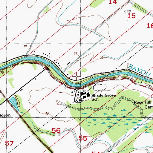 Topographic Map of Sunnyside Plantation (historical), LA