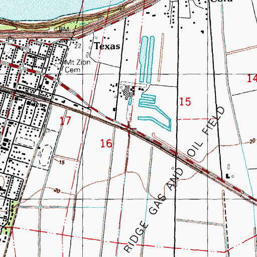 Topographic Map of Texas Spur, LA