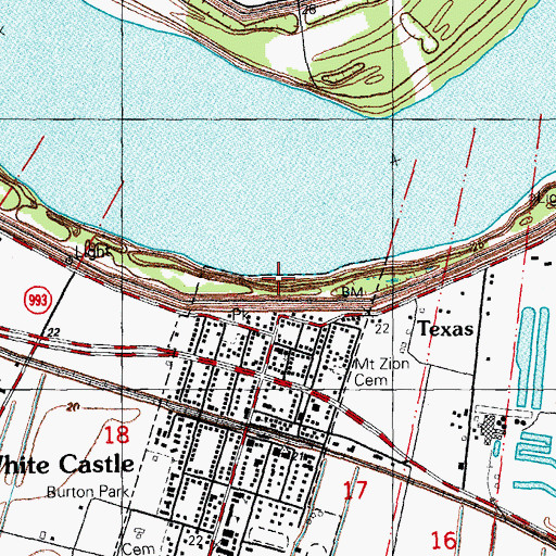 Topographic Map of White Castle Revetment, LA