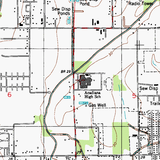 Topographic Map of Acadiana High School, LA