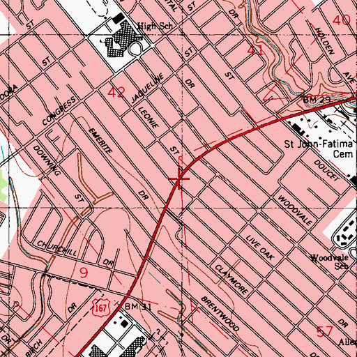Topographic Map of Asbury United Methodist Church, LA