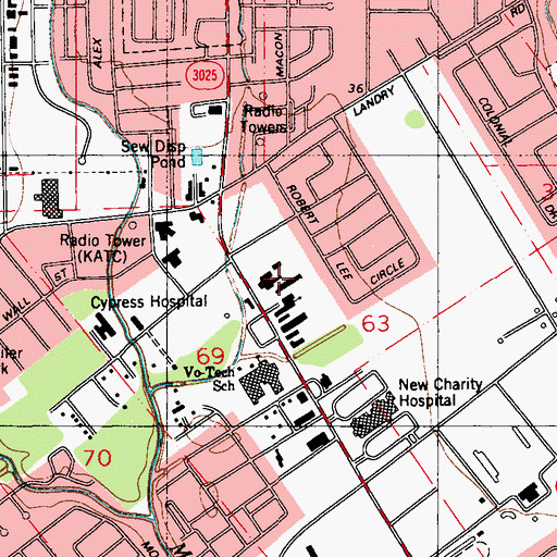 Topographic Map of Bertrand Professional Plaza, LA